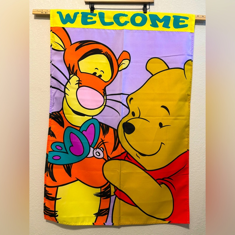 Winnie the Pooh and Tigger Welcome Flag